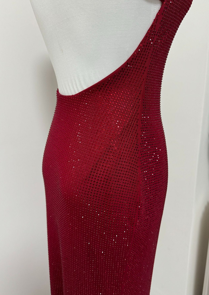 Sparkle Luxe Mesh Sleeve Backless  Maxi Dress