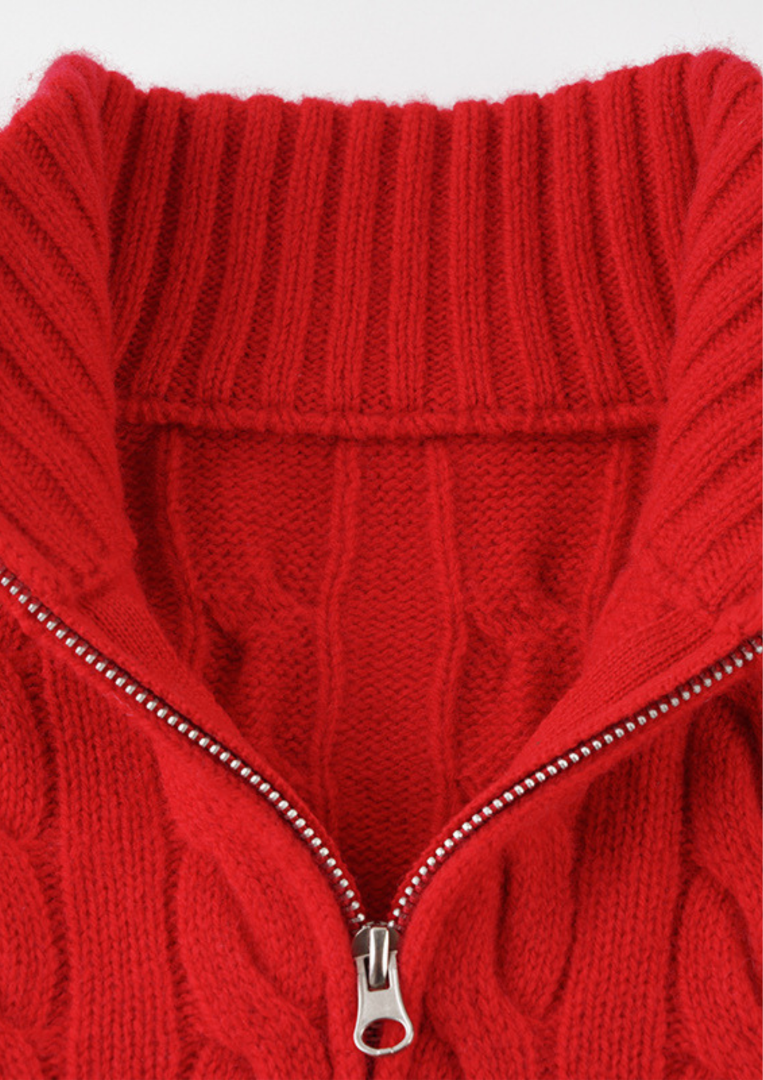Half Zip Cable Knit Sweater