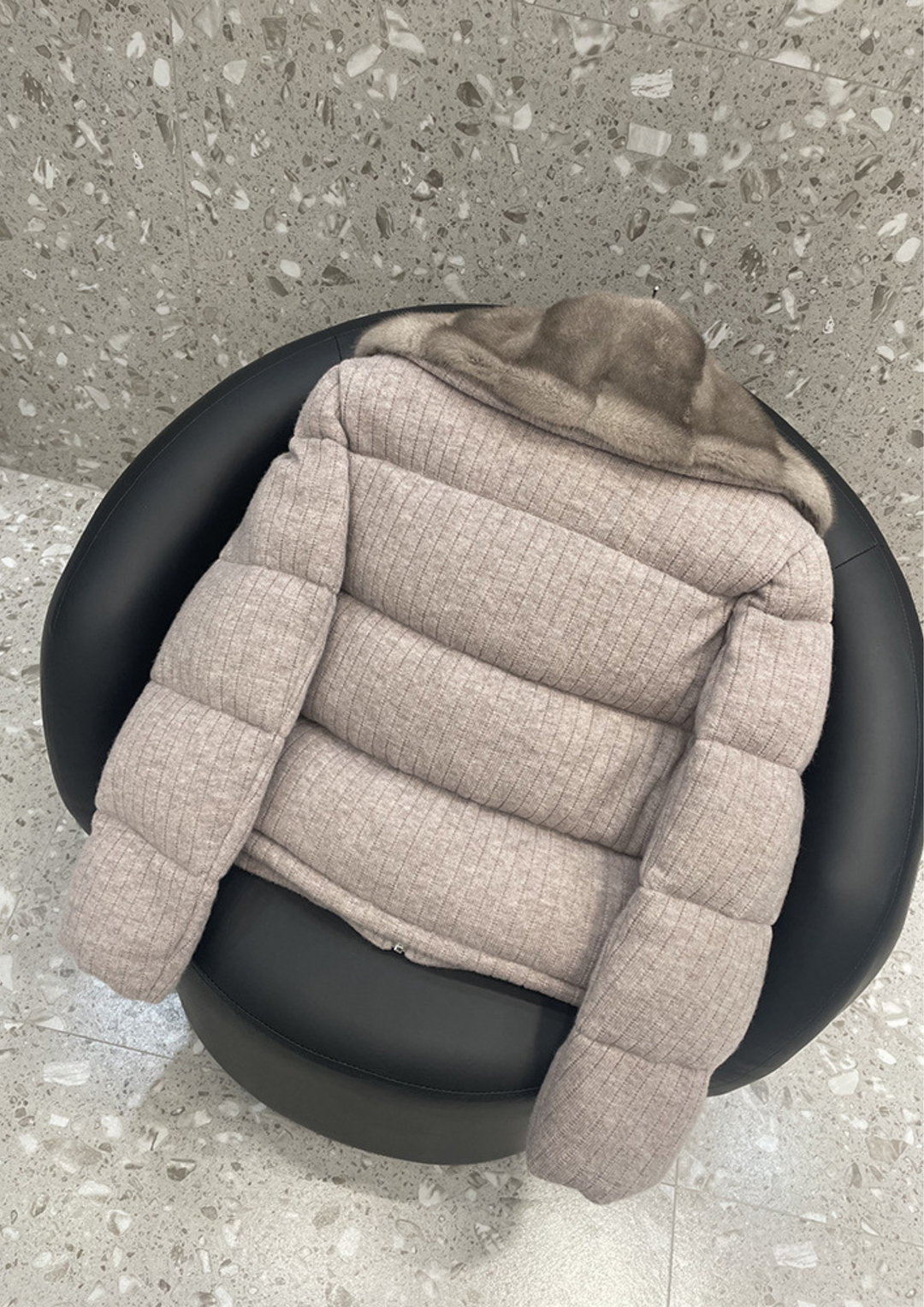 Lilia Warm Goose Down Wool Mink Fur Jacket