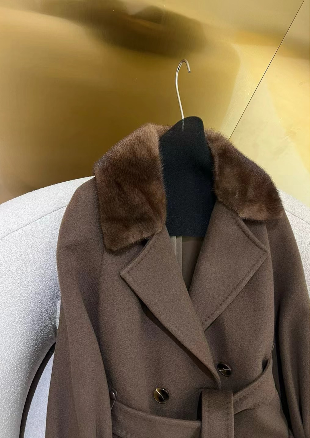 Juliette Cashmere Mink Tailored Belt Coat