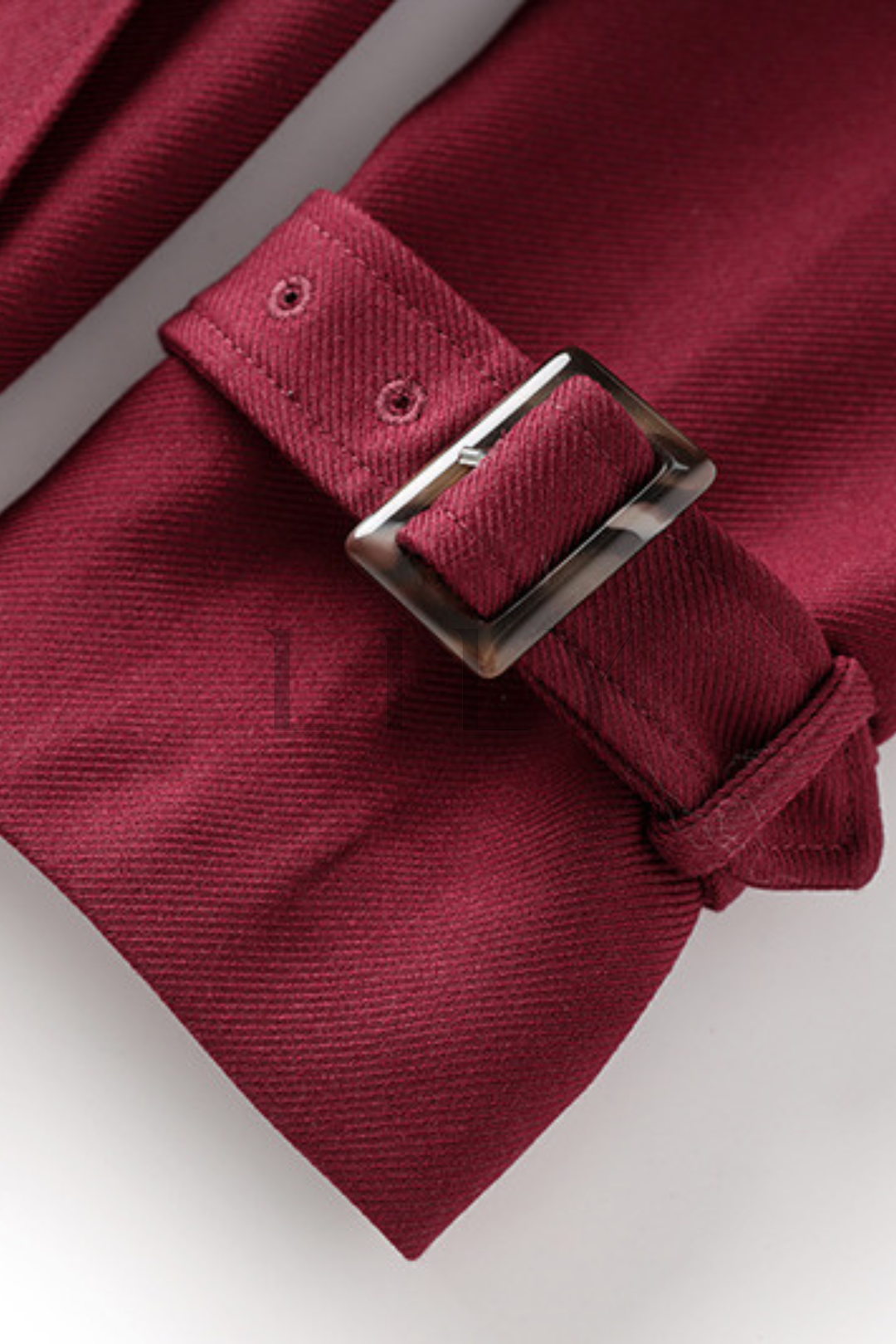 Classic Belted Fall Lapel Collar Adjustable Cuff Long Coat