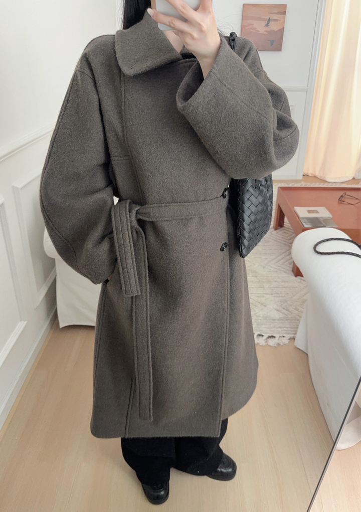 Belted Long Knit Coat