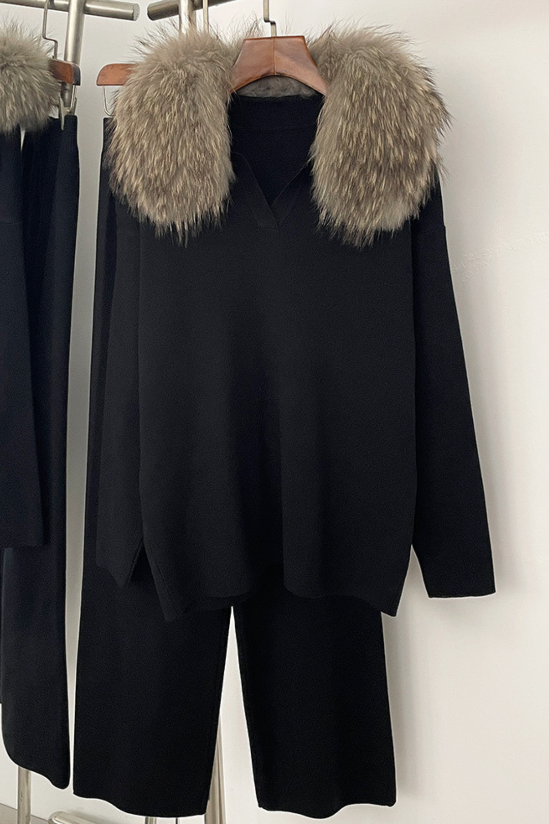 Velora Real Fox Fur Knit Lounge Set - Fur Contrast Edition