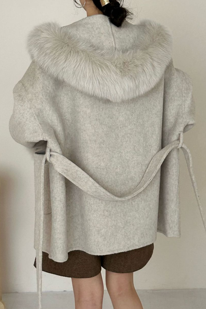 Jane Luxe Hooded Wool Coat - Grey