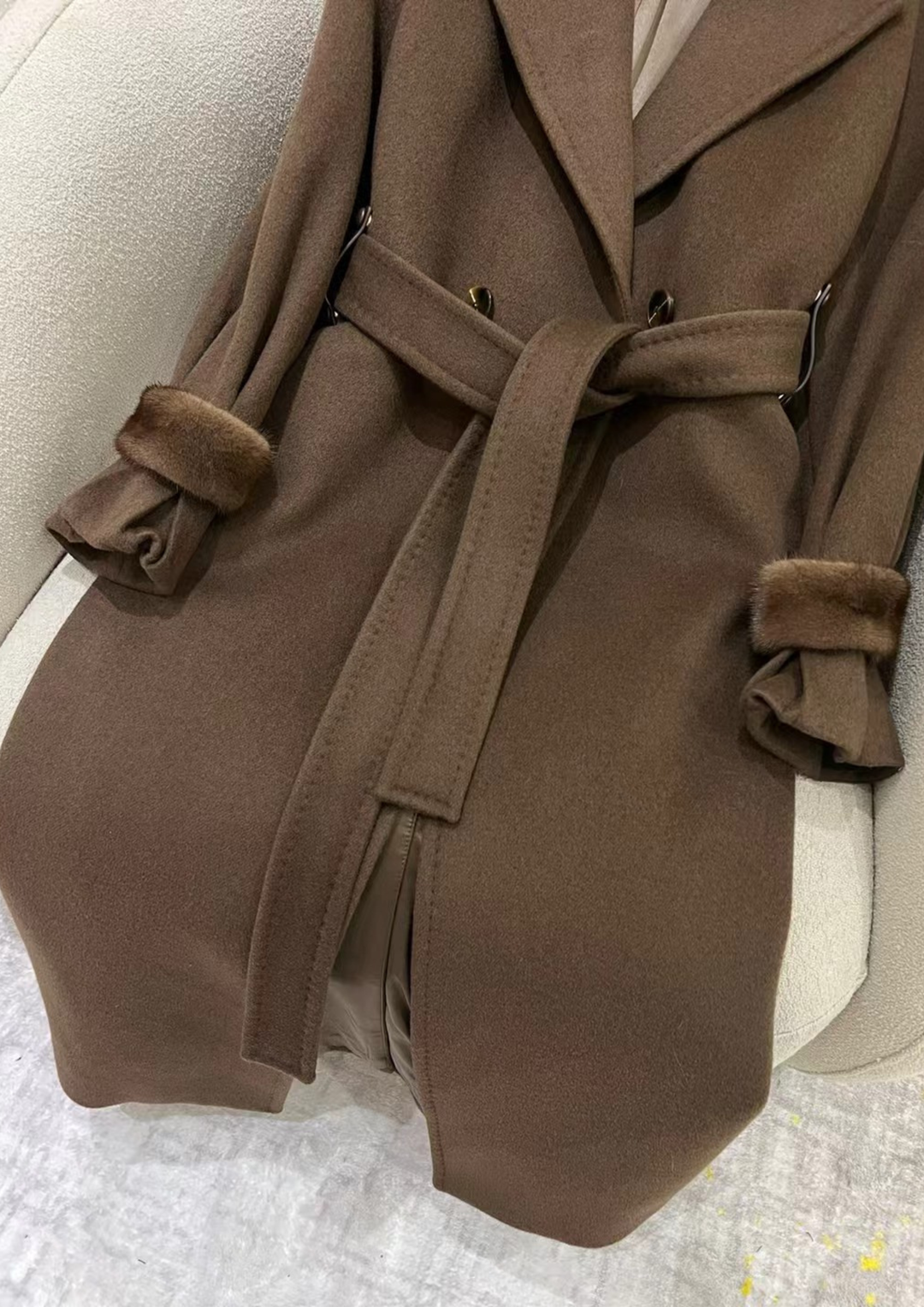 Juliette Cashmere Mink Tailored Belt Coat