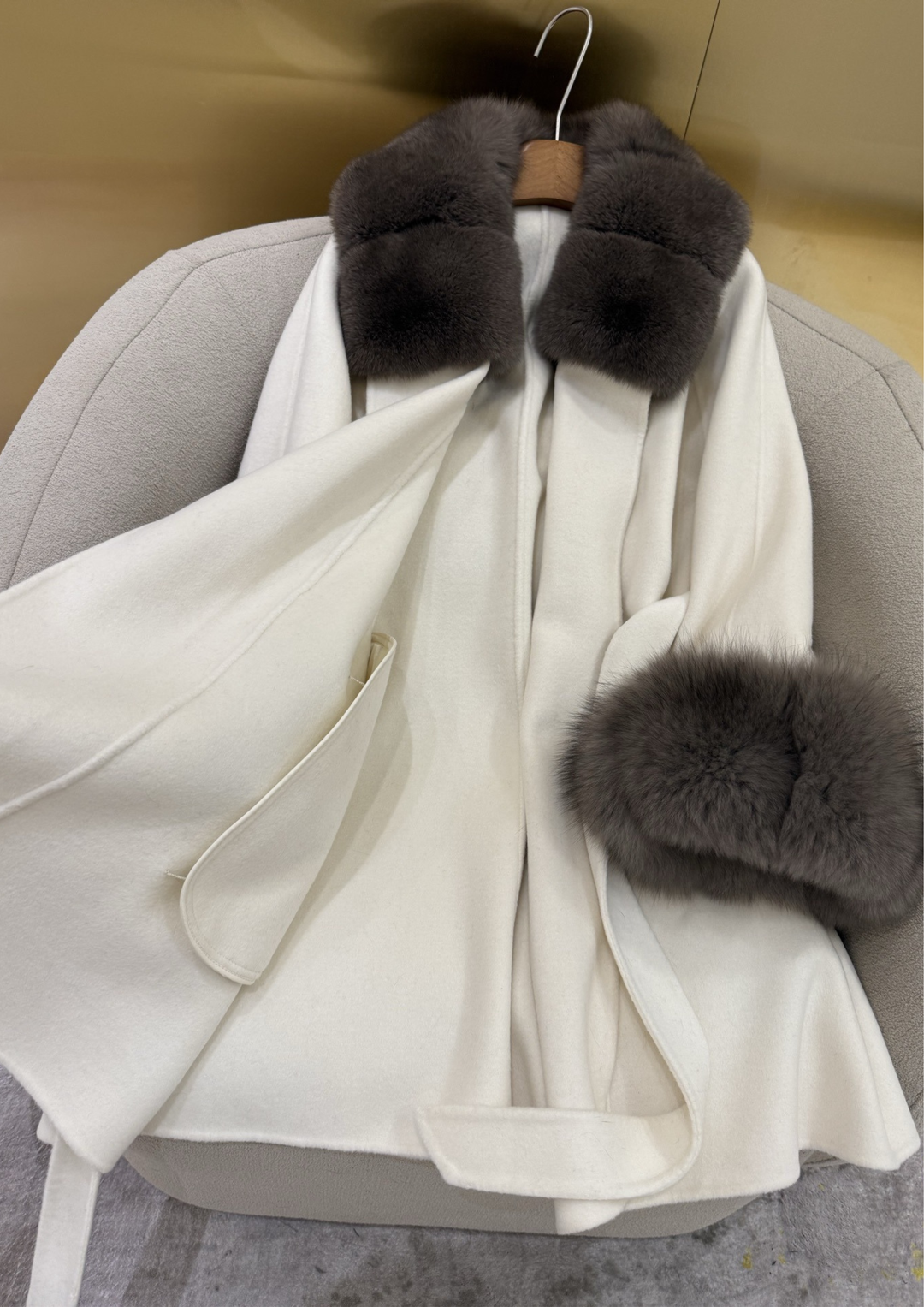 Gia Cashmere Mink Fur Cuffs Mini Coat