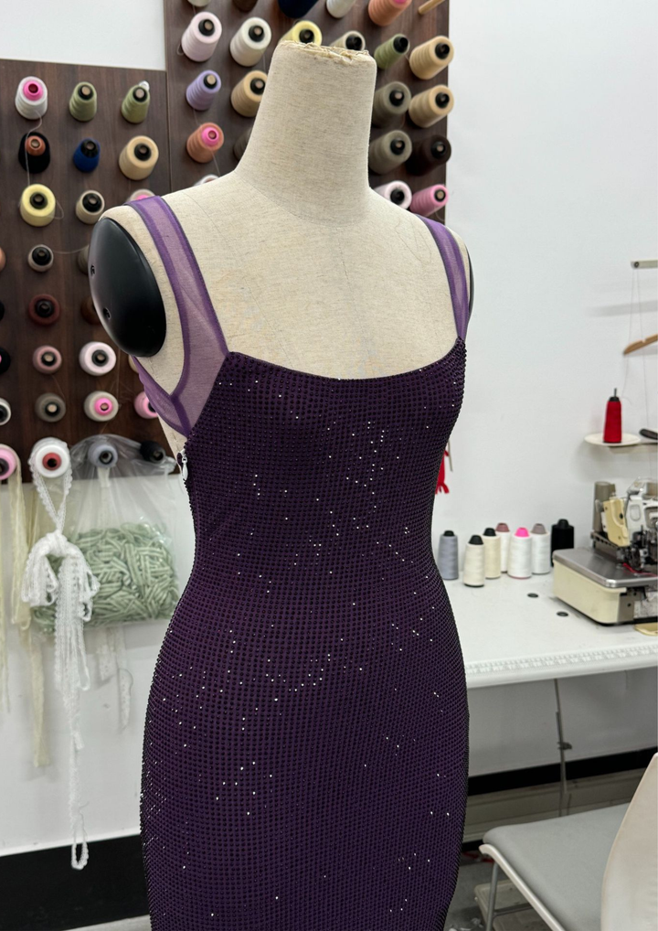 Sparkle Luxe Mesh Sleeve Backless  Maxi Dress