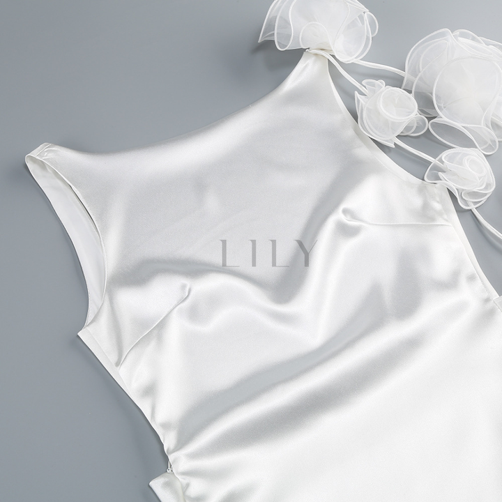 Sofia Floral appliqués backless Glow Mini Dress