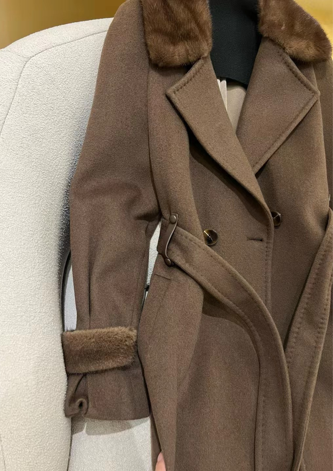 Juliette Cashmere Mink Tailored Belt Coat