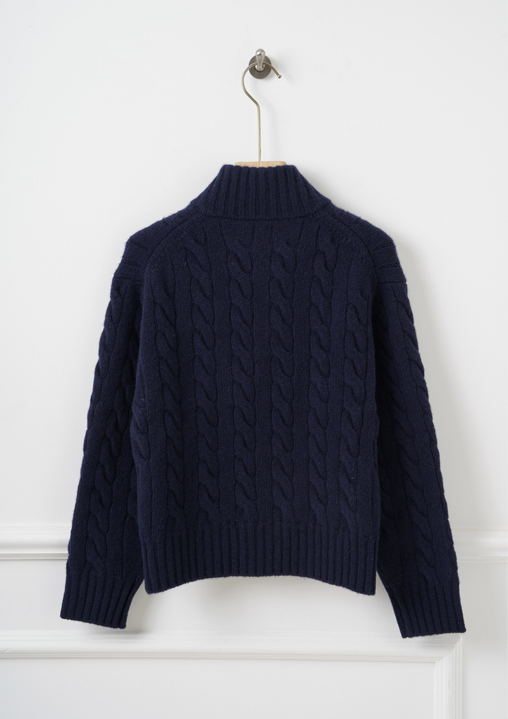 Half Zip Cable Knit Sweater