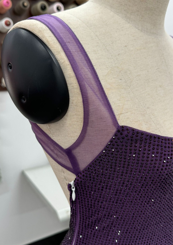 Sparkle Luxe Mesh Sleeve Backless  Maxi Dress