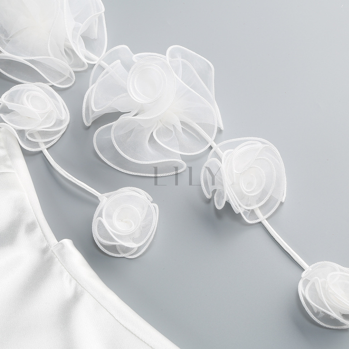 Sofia Floral appliqués backless Glow Mini Dress