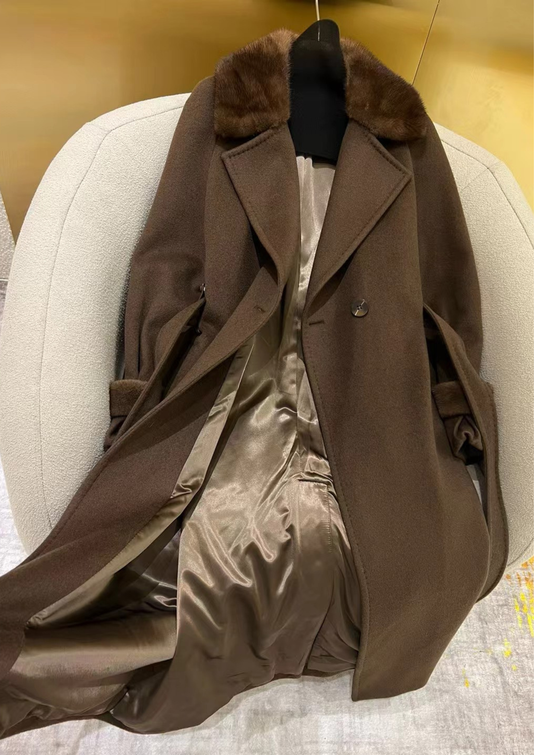 Juliette Cashmere Mink Tailored Belt Coat