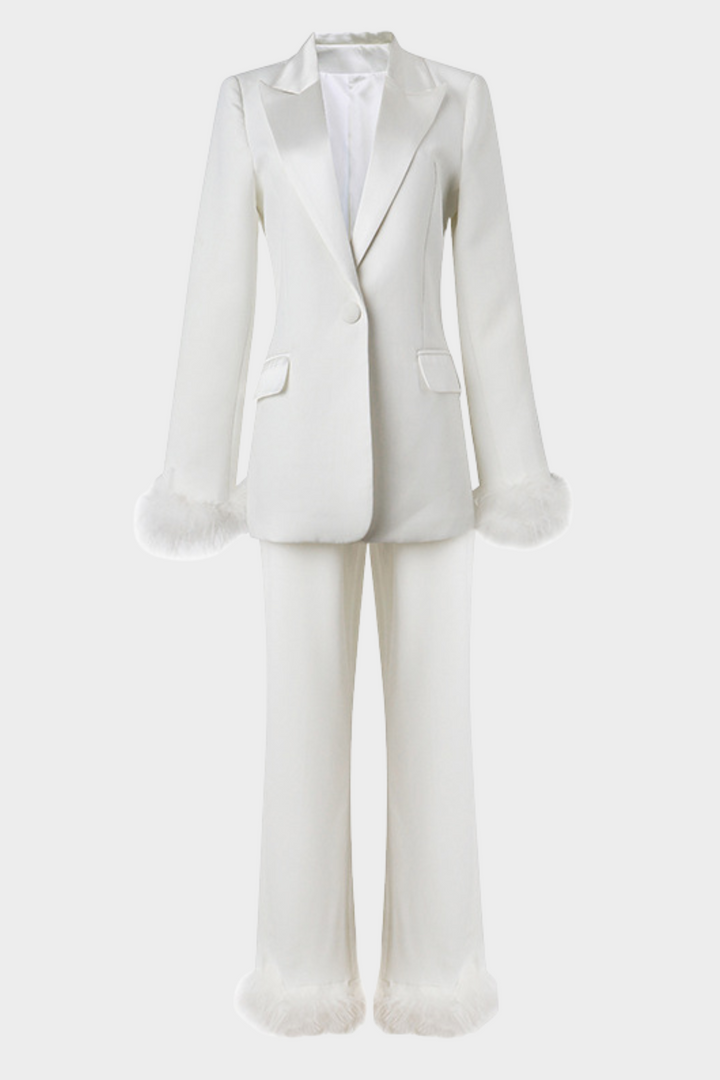 Satin Luxe Hour Feather Suit Set