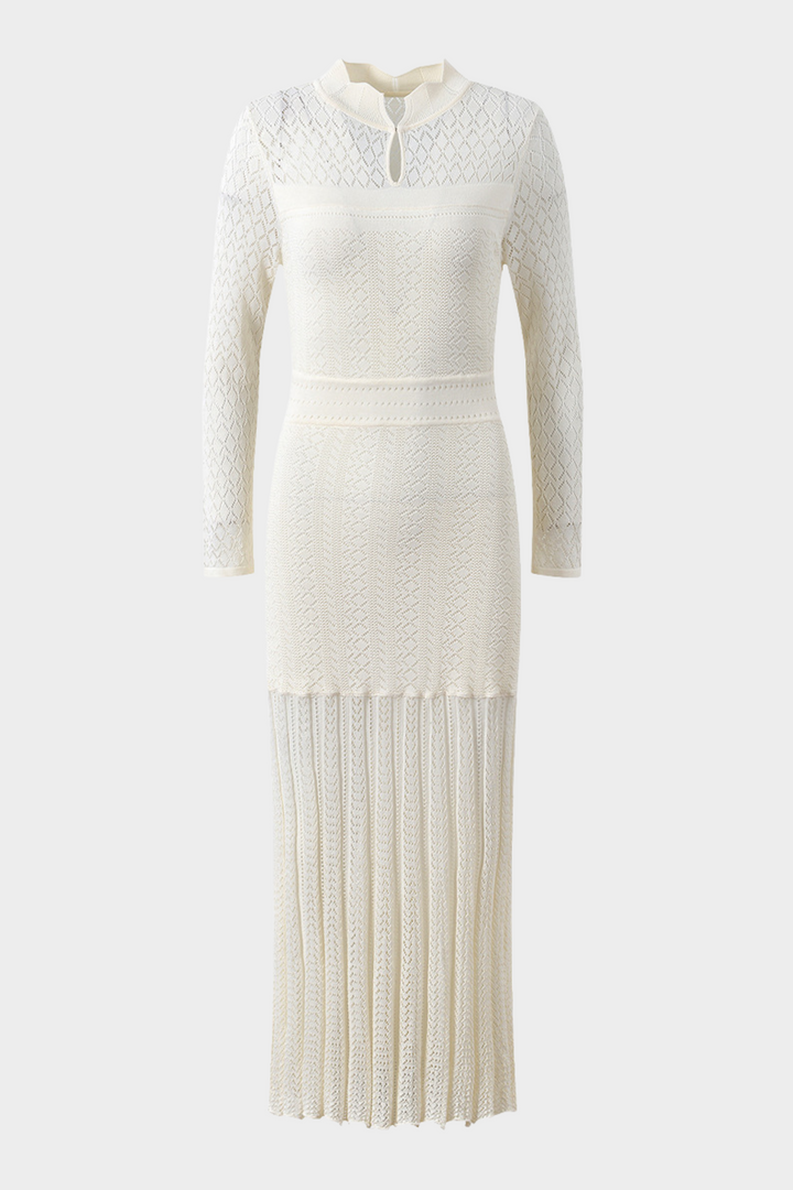 Ivory Luxe Weave Crochet Maxi Dress