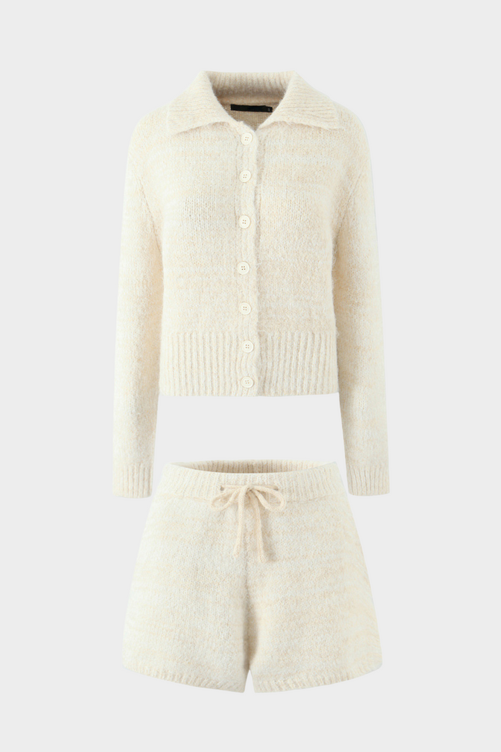 Fluffy Knit  Button Up Cozy Lounge Set