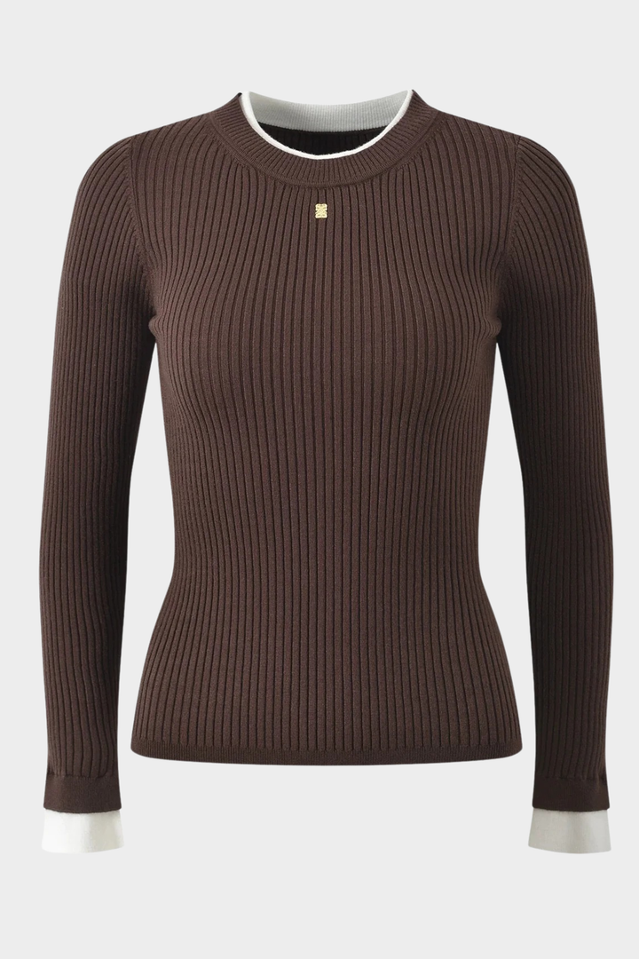 Contrast Stretch Soft  Viscose Knit Top