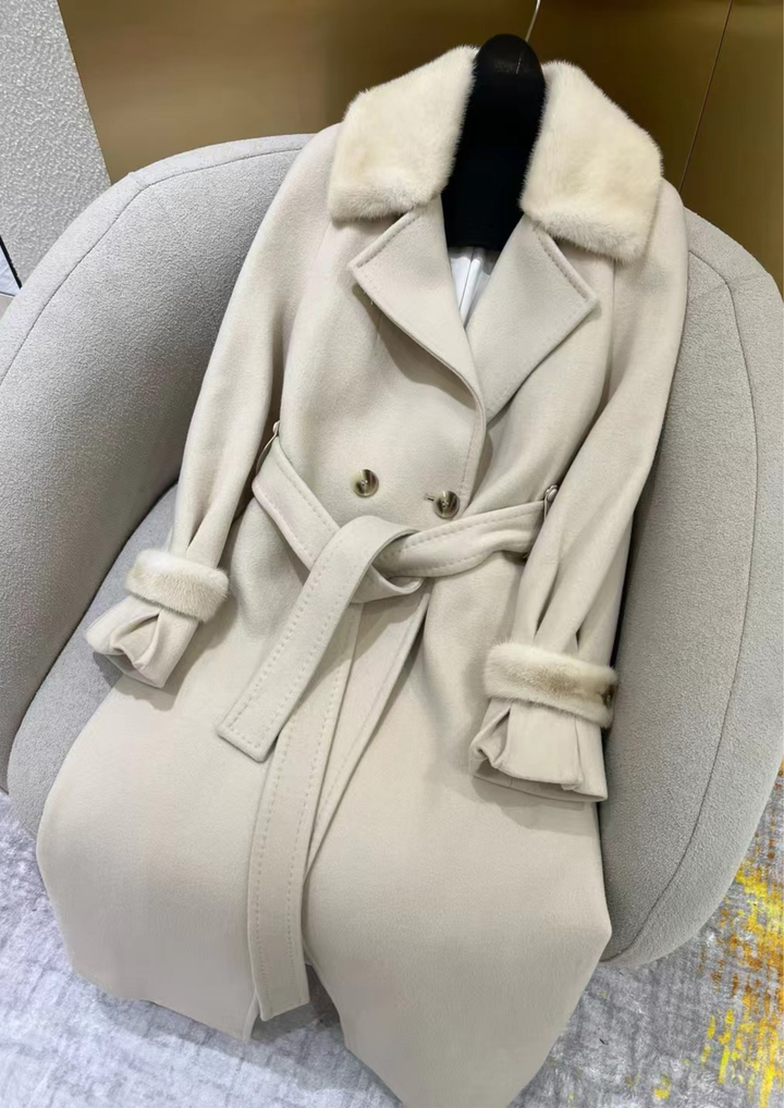 Juliette Cashmere Mink Tailored Belt Coat