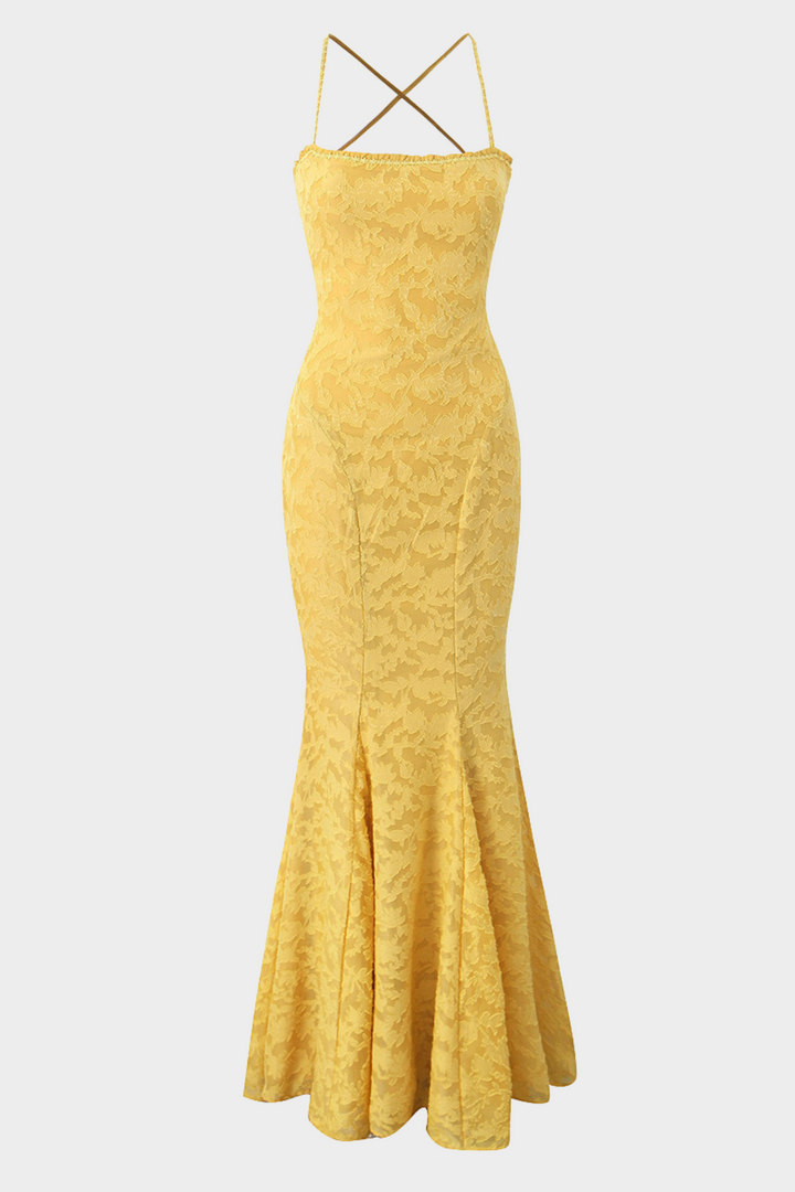 Lily - Backless Lace Up Mermaid Maxi Dress