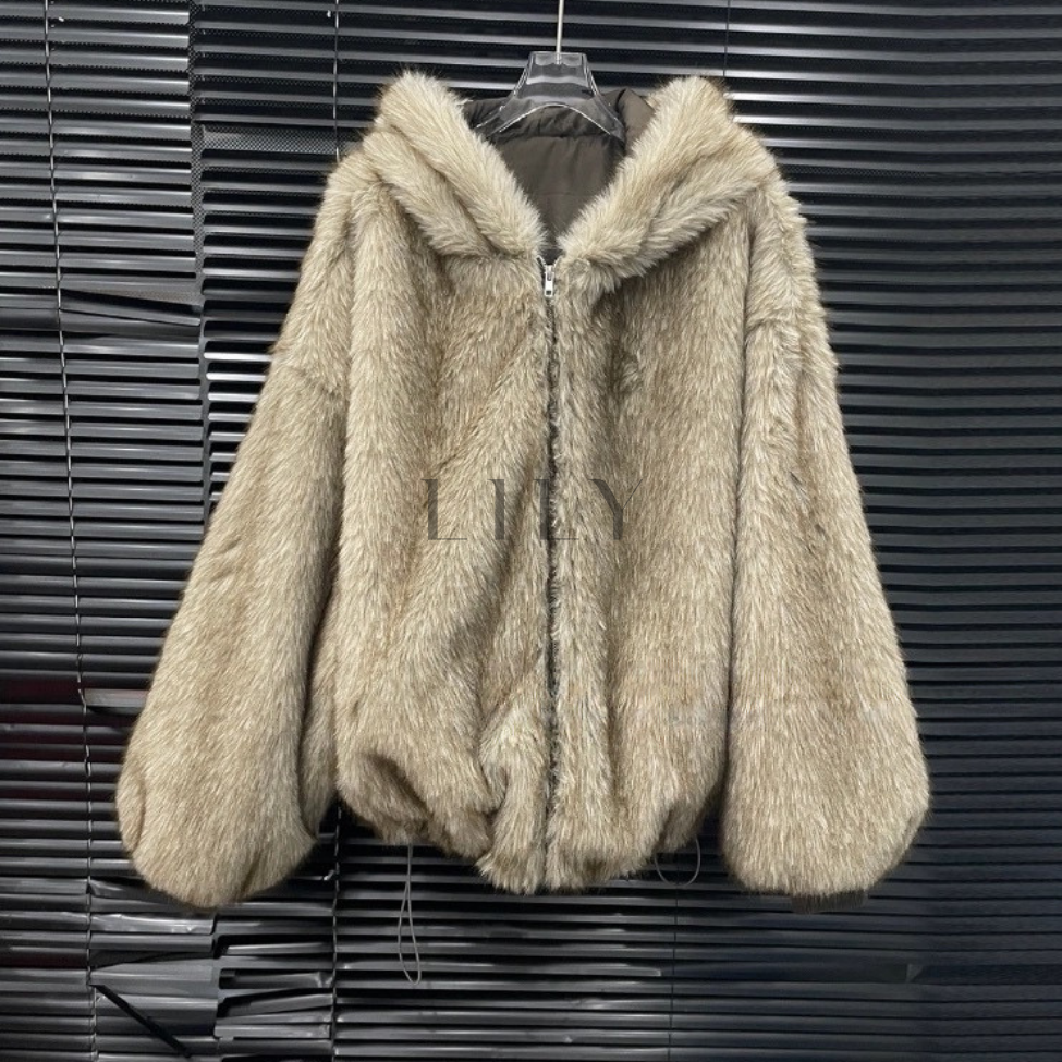 Luxe Reversible Faux-Fur Padded Jacket & Shorts Set