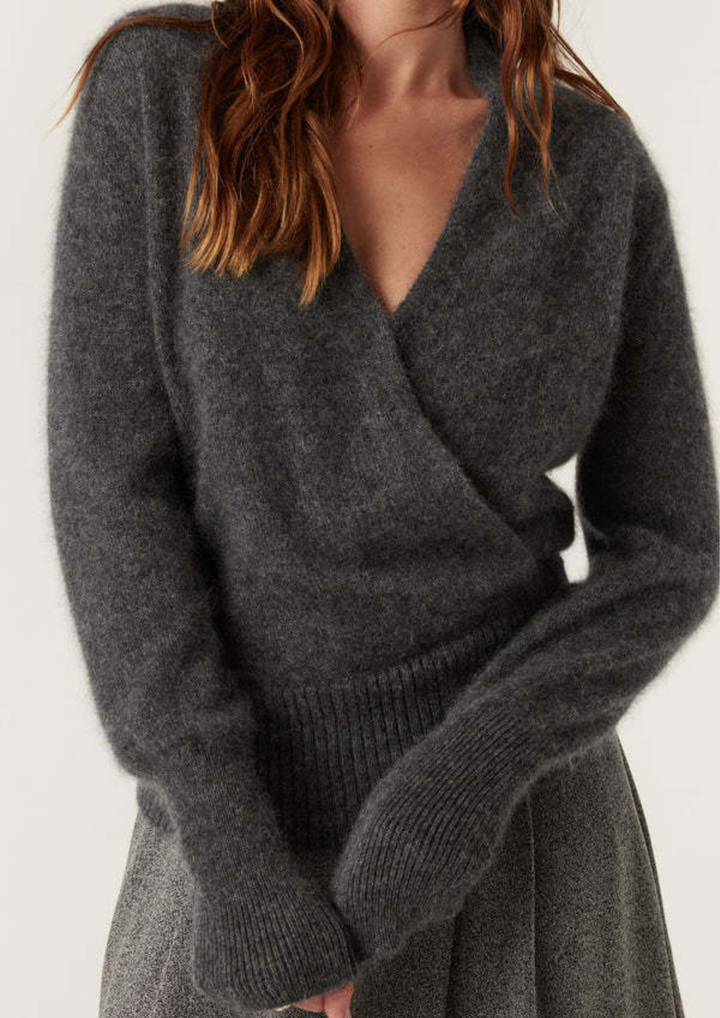 Soft Knit V Neck Cross Sweater Top