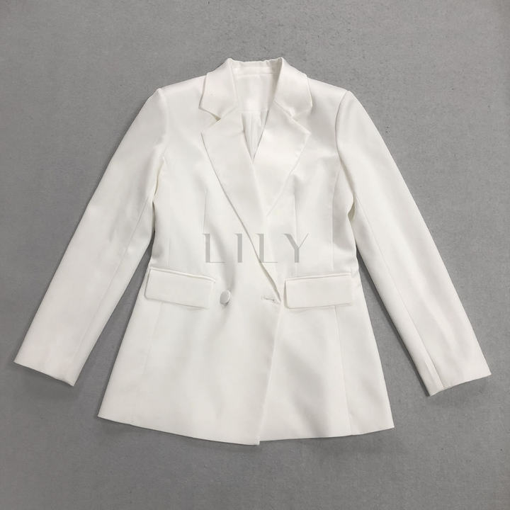 Tailored Blazer Sheer Lace Wide Leg Trouser Set