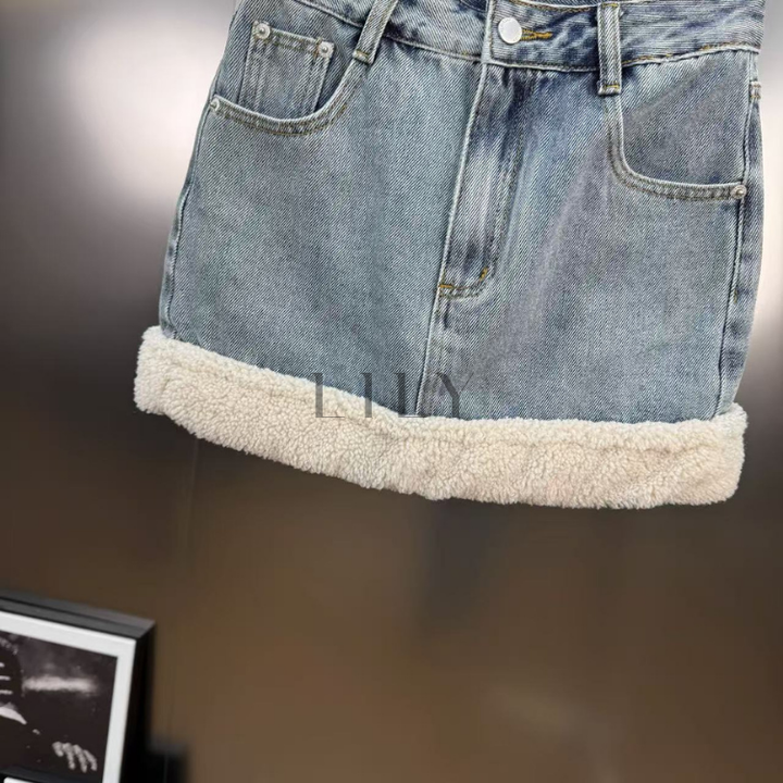 Sienna soft Inner Lamb Wool  Denim Set