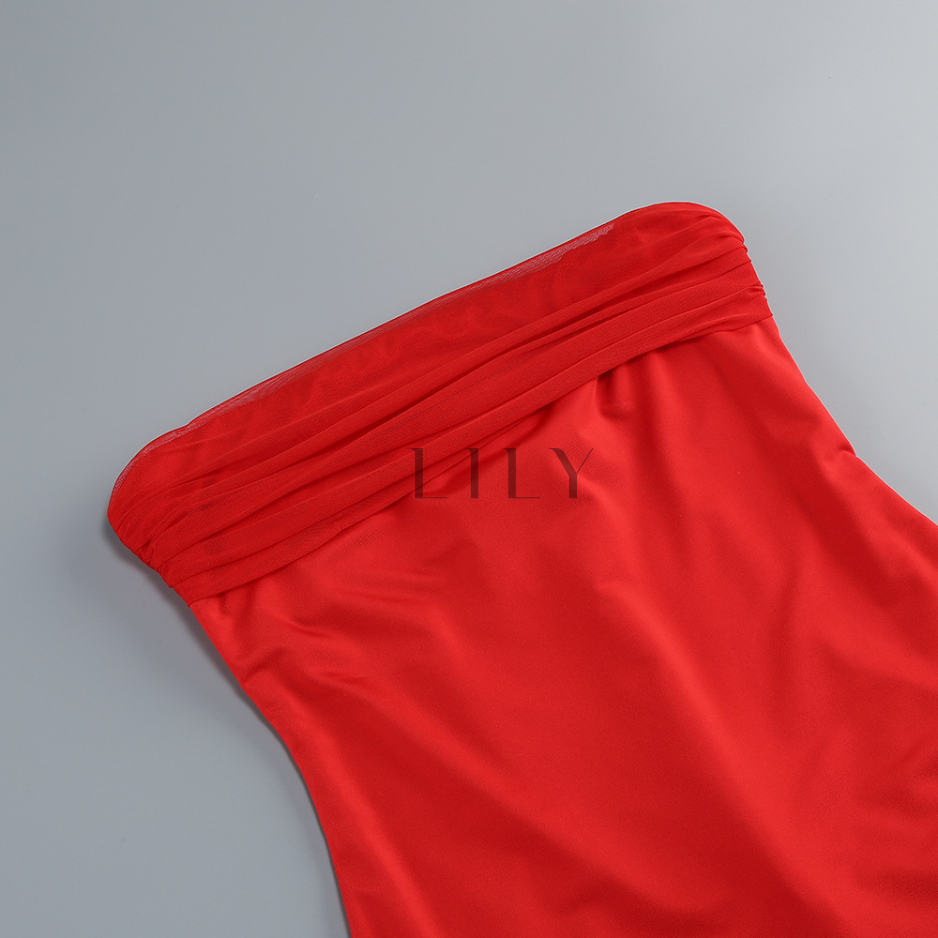 Naomi Muse Halter Mesh Mini Dress