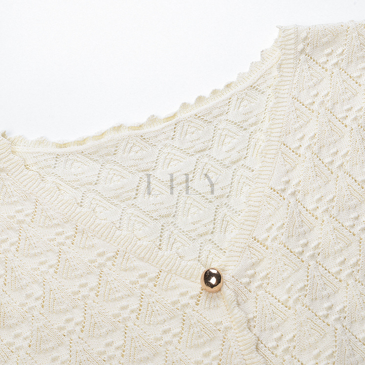 Mirella Crochet V Neck Knit Maxi Dress