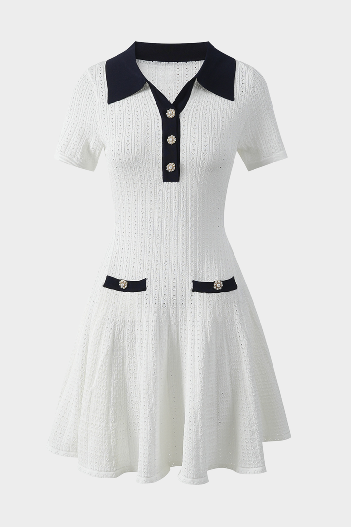 Capri Pearl Viscose knit Hollow Mini Dress