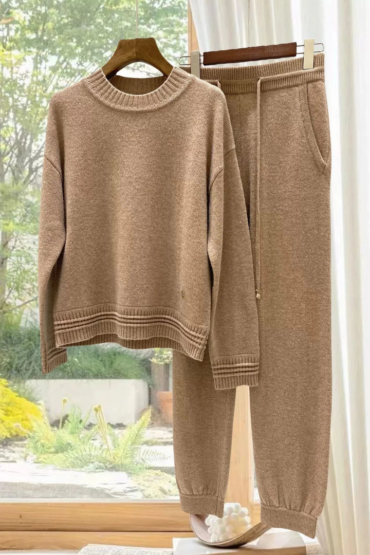 Cashmere Soft Round Neck Knit Drawstring Set