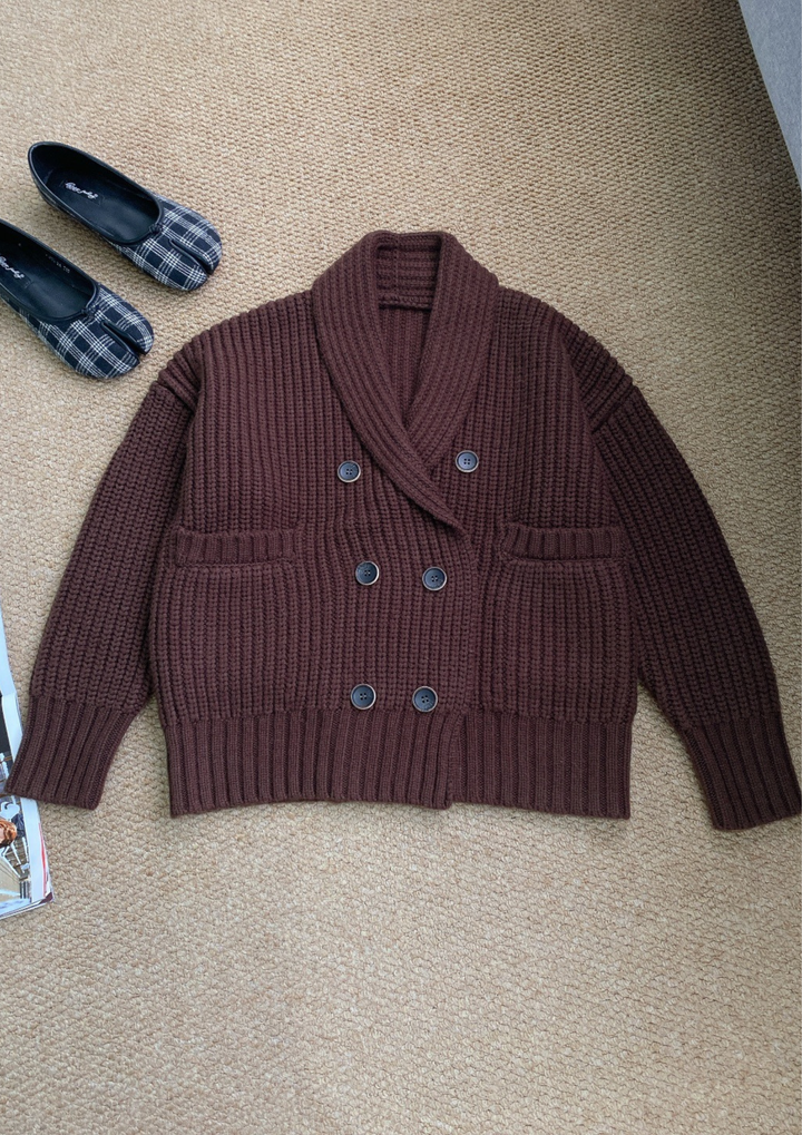 Wool Knit Buttoned Cardigan Top