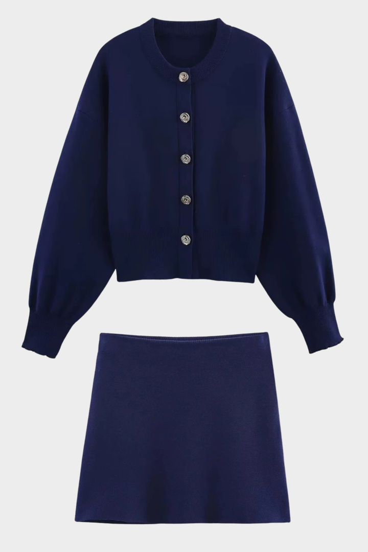 Navy Midnight Knit Button Mini Set