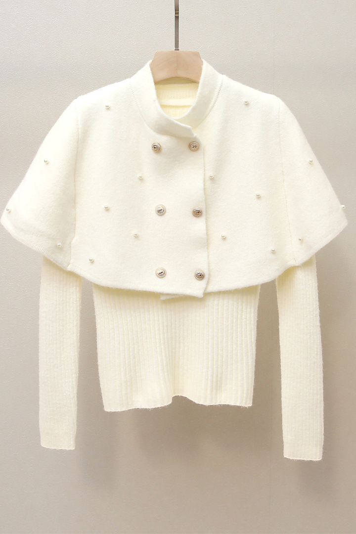 Maison Ivory Cape Beaded Cadigan Top