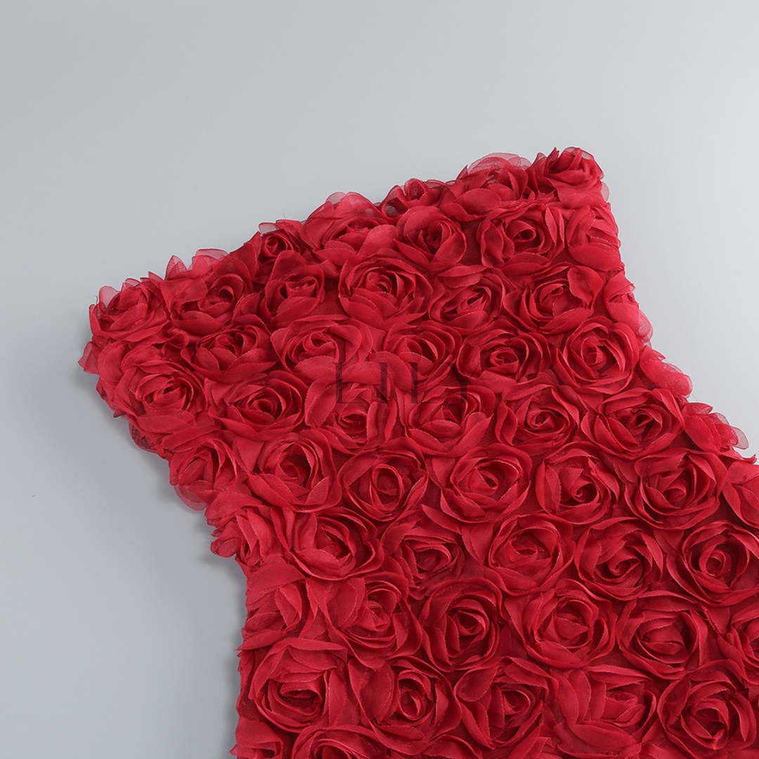 Floral Rose appliqués Backless Mini Dress