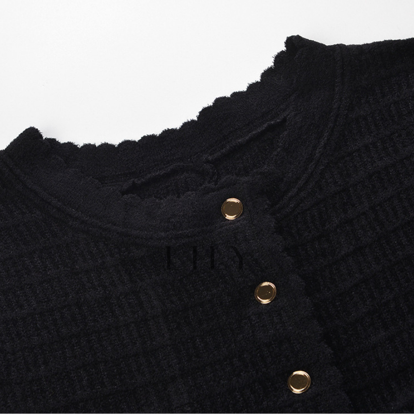 Classic Buttoned Wool Knit Maxi Dress