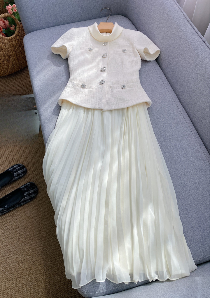 Tweed Elegance Mesh Knit Maxi Dress