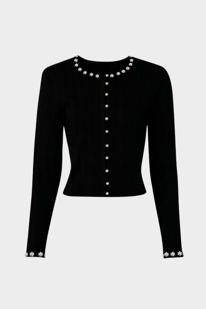 Rosette Pearl Knit Flower Cuffs  Top