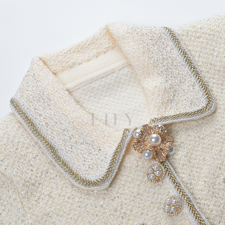 Marina Luxe Wool Knit Sequin Ruffle Mini Dress