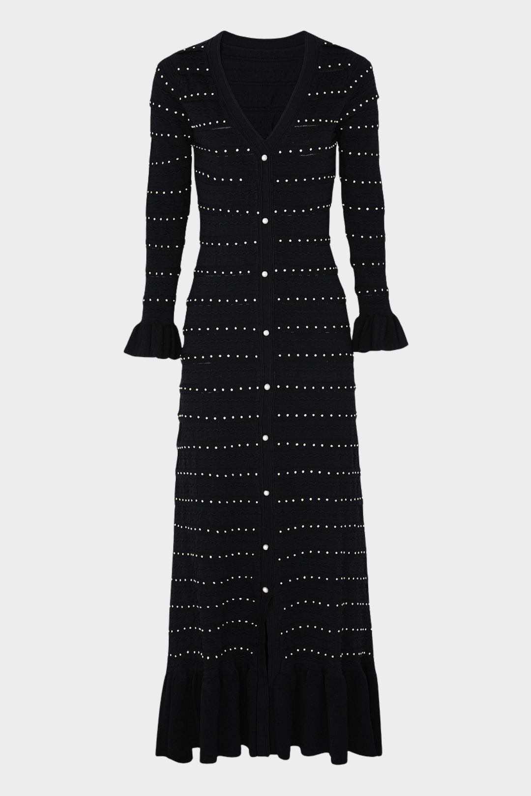 Elegant Pearl V Neck Maxi Dress