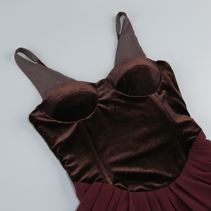 Mariana Backless Draped Elegance Maxi Dress