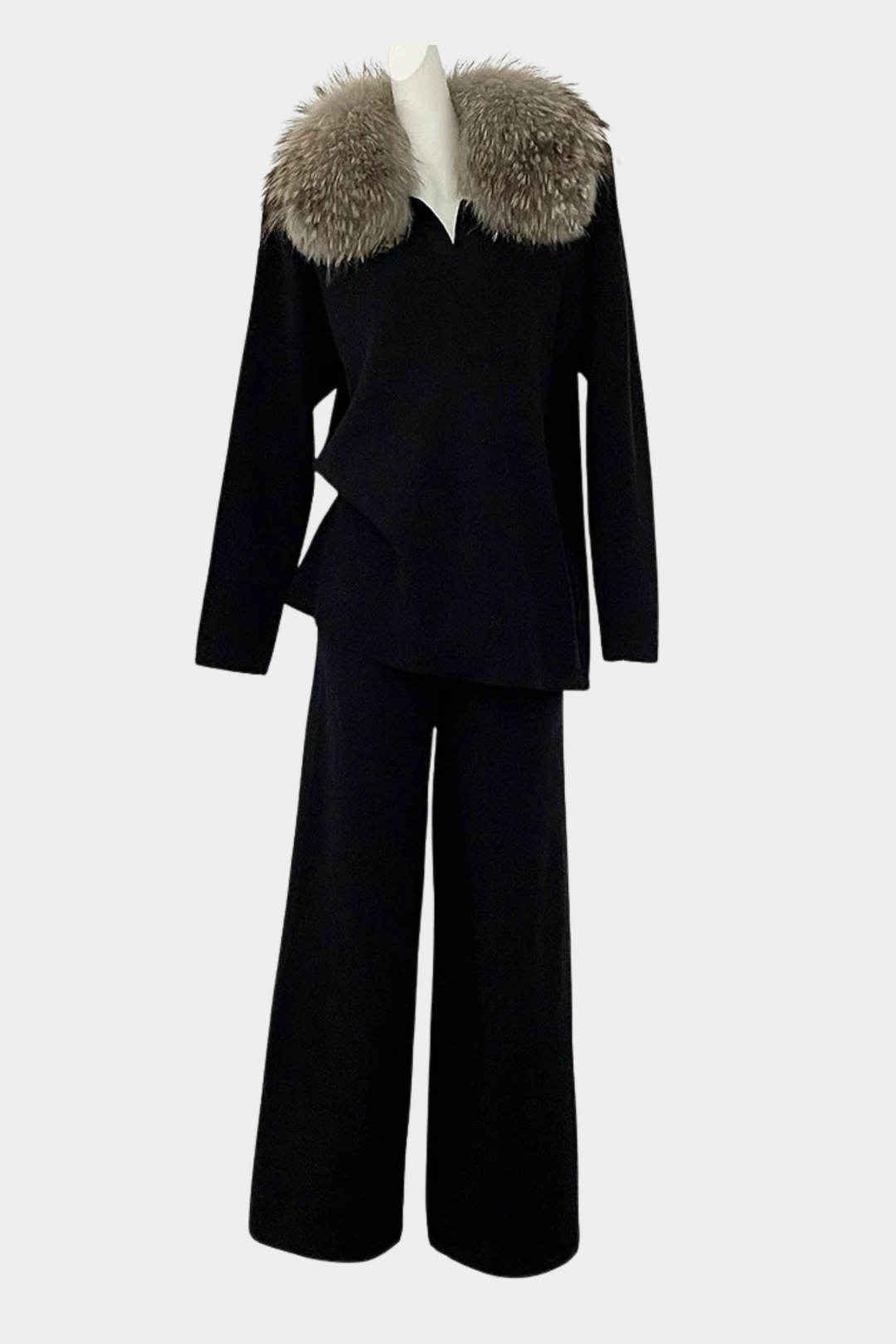 Velora Real Fox Fur Knit Lounge Set - Fur Contrast Edition