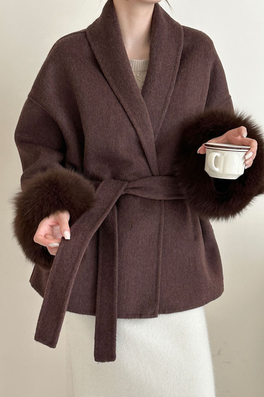 Siena Soft Wool  Cuff Shawl Wrap Coat