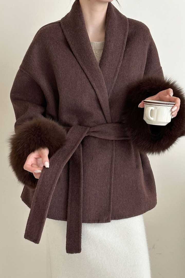 Siena Soft Wool  Cuff Shawl Wrap Coat