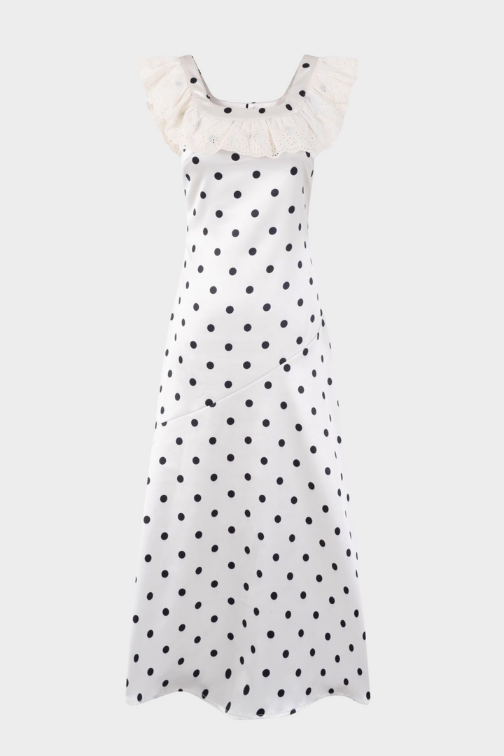 Maria Polka Dot Ruffled Midi Dress
