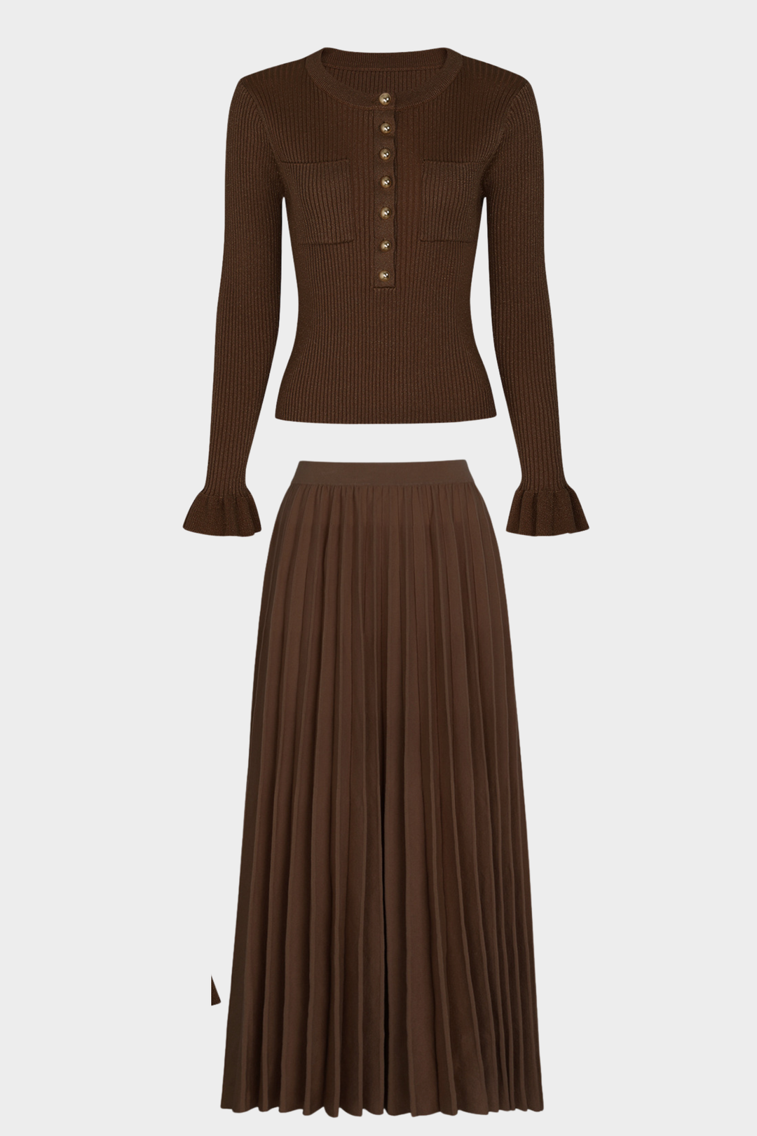 Serena Sparkle Knit Pleated Maxi Set