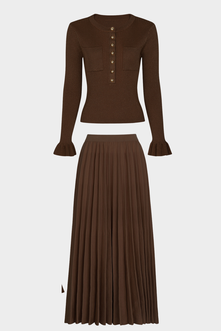 Serena Sparkle Knit Pleated Maxi Set