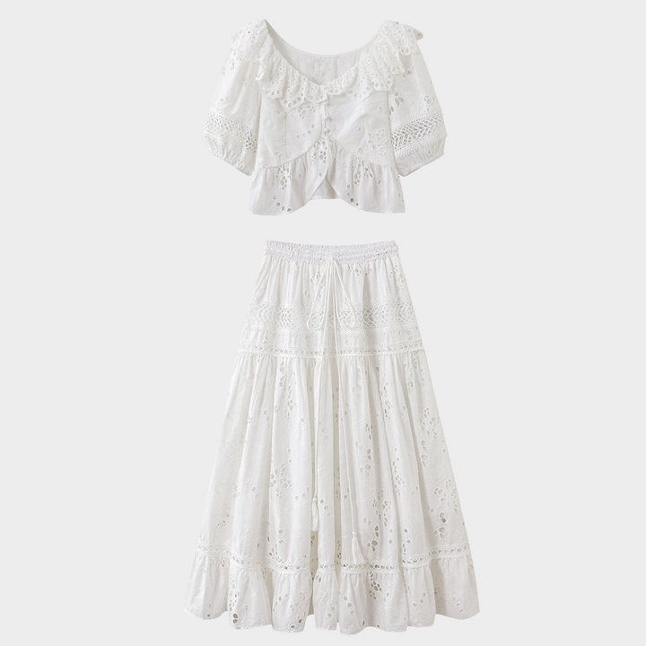 Snowy Stitch Ivory Ensemble