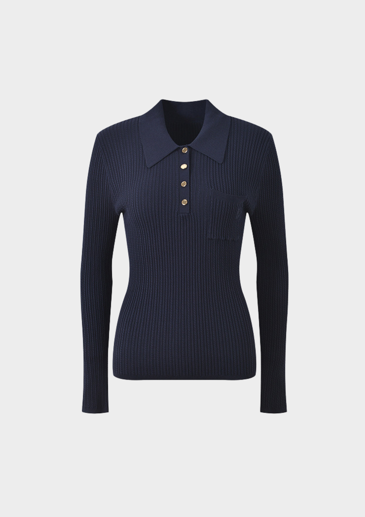 Nina Navy Cable Knit Top