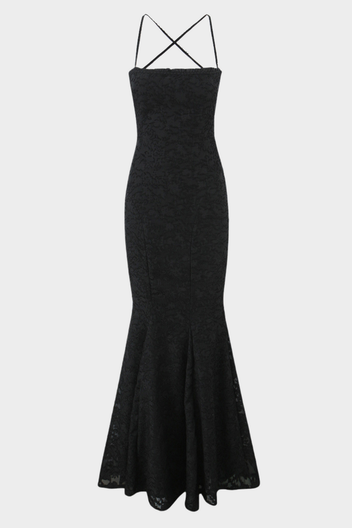 Lily - Backless Lace Up Mermaid Maxi Dress
